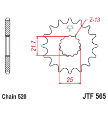 Jt передня зірочка з гумою 565 14 yamaha yzf/wrf 400/426/450, cf moto 400 '19-, 650 gt/nk '21-'23 (56514jts) (ланцюг 520) yfz 450 '04-'13 - замовити