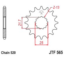 Jt передня зірочка з гумою 565 14 yamaha yzf/wrf 400/426/450, cf moto 400 '19-, 650 gt/nk '21-'23 (56514jts) (ланцюг 520) yfz 450 '04-'13 - замовити