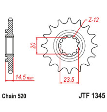 Jt передня зірочка з гумою honda crf 450 lk '19 (jtf1345.13rb)* (ланцюг 520)