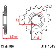 Jt передня зірочка з гумою honda crf 450 lk '19 (jtf1345.13rb)* (ланцюг 520)