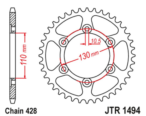 Jt задня зірочка 1494 56 kawasaki ninja 125/z 125 '19 (jtr1494.56)* (ланцюг 428)