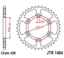 Jt задня зірочка 1494 56 kawasaki ninja 125/z 125 '19 (jtr1494.56)* (ланцюг 428)