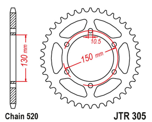 Jt задня зірочка 236 46 honda nx 650 '95-'01, yamaha xj 6 '09-'15 (23646jtzbk) (ланцюг 520) - дивіться також 430946 (23646jtzbk) чорний
