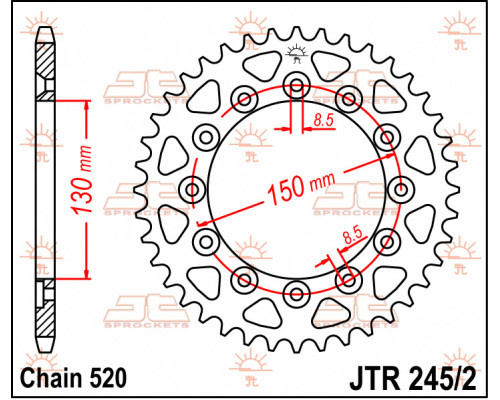 Jt задня зірочка 245 41 honda xl 600 lm '85-'88 (24541jt) (ланцюг 520)