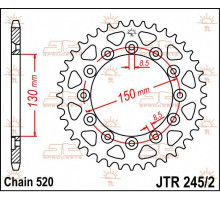 Jt задня зірочка 245 41 honda xl 600 lm '85-'88 (24541jt) (ланцюг 520)