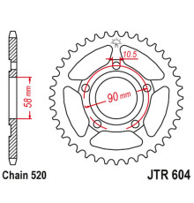 Jt задня зірочка 281 36 honda nsr 125r '89-'02 (28136jt) (ланцюг 520)