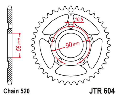 Jt задня зірочка 281 36 honda nsr 125r '89-'02 (28136jt) (ланцюг 520)