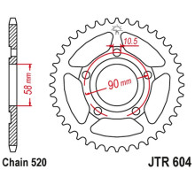 Jt задня зірочка 281 36 honda nsr 125r '89-'02 (28136jt) (ланцюг 520)