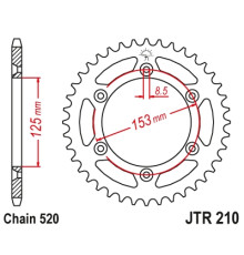 Jt задня зірочка 289 45 honda cr/crf '83-'25 ultralight self-cleaning (28945jtsc) (ланцюг 520)