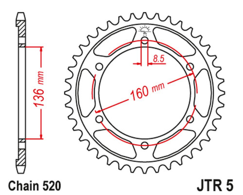 Jt задня зірочка 3552 44 bmw f 650, aprilia pegaso 650 '07-'09 (355244jt) (ланцюг 520)