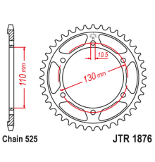 Jt задня зірочка 4285 42 yamaha yzf-r7 '22-'23, mt-10 (mtn1000) '22-'23 (428542jt) (ланцюг 525)