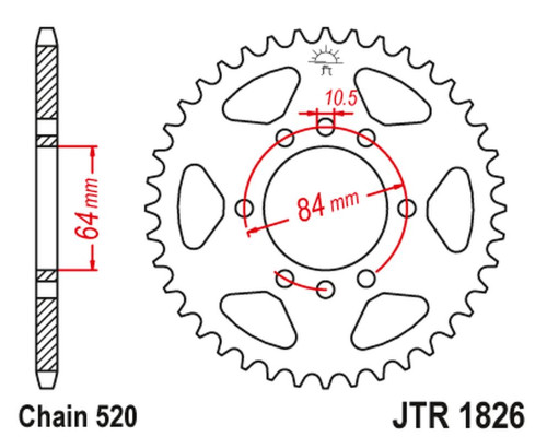 Jt задня зірочка 4302 46 suzuki van van rv 200 '16-'19 (430246jt) (ланцюг 520)