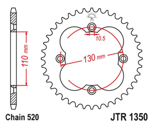 Jt задня зірічка 4303 40 honda trx (jtr1350.40)* (ланцюг 520)