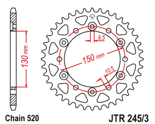 Jt задня зірічка 4309 43 honda xl600/xl500/nx650/xr600/fx650 (430942jt) (ланцюг 520)
