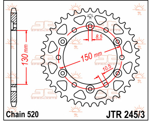 Jt задня зірочка 4309 43 honda xl600/xl500/nx650/xr600/fx650 (430943jt)* (ланцюг 520)