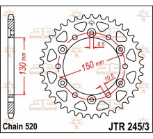 Jt задня зірочка 4309 43 honda xl600/xl500/nx650/xr600/fx650 (430943jt)* (ланцюг 520)