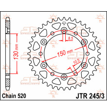 Jt задня зірічка 4309 45 honda nx 650 '88-'90 (430945jt) (ланцюг 520)