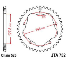 Задня зірочка jt 4320 42 алюмінієва ducati 848/916/996/1000/1100 (потрібен адаптер jta750b) (432042jta) (ланцюг 525) чорний - заміняє jta752.42