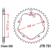 Задня зірочка jt 4320m 40 алюміній (ergal) ducati monster 800 s2r '05-'07, hypermotard 950 '19-'23, biposto 748/s '95-'03 (ланцюг 520) (streetfighter/evo 848 '08-'15 переобработка на ланцюг 52 0) (потрібен адаптер jta750b)