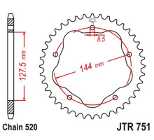 Задня зірочка jt 4320m 40 алюміній (ergal) ducati monster 800 s2r '05-'07, hypermotard 950 '19-'23, biposto 748/s '95-'03 (ланцюг 520) (streetfighter/evo 848 '08-'15 переобработка на ланцюг 52 0) (потрібен адаптер jta750b)