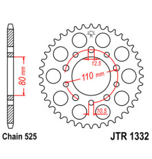Jt задня зірочка 4350 40 honda cb 500 '94-'03, cb 750f '93-'03 (435040jtzbk) (ланцюг 525) чорний