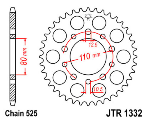 Jt задня зірочка 4350 40 honda cb 500 '94-'03, cb 750f '93-'03 (435040jtzbk) (ланцюг 525) чорний