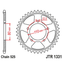 Jt задня зірочка 4350 42 honda crf 1000 / 1100 l africa twin / adventure sport '16-'23 (435042jtzbk) (ланцюг 525) чорний