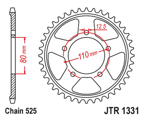 Jt задня зірочка 4350 42 honda crf 1000 / 1100 l africa twin / adventure sport '16-'23 (435042jtzbk) (ланцюг 525) чорний