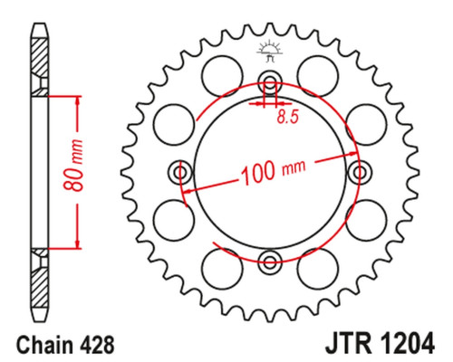 Jt задня зірочка 4351 46 honda crf 125f '14-'21 (jtr1204.46) (ланцюг 428)