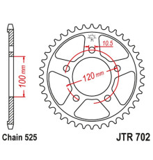 Задня зірочка jt 4363 41 aprilia 850 mana '08-'16, rsv 1000r '04-'09, tuono 1000r '06-'11, dorsoduro 1200 '11-'16 (+1) (jtr702.41) (ланцюг 525)