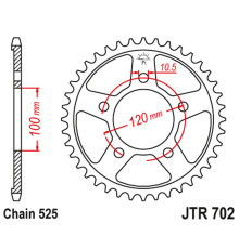 Задня зірочка jt 4363 42 aprilia rsv 1000 mille r/sl/sp '98-'03 (jtr702.42) (ланцюг 525)