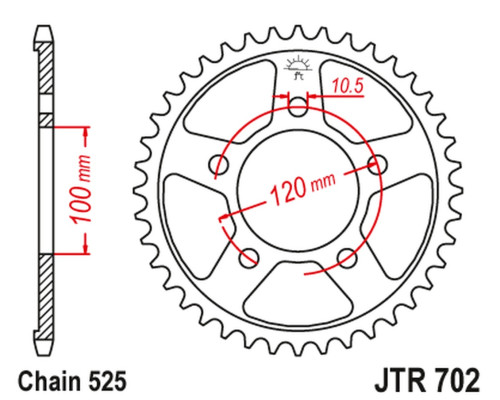 Задня зірочка jt 4363 42 aprilia rsv 1000 mille r/sl/sp '98-'03 (jtr702.42) (ланцюг 525)
