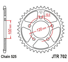 Jt задня зірочка 4363 44 aprilia sl 750 shiver '07-'16, shiver 900 '17-'20, dorsoduro 900 '17-'20 (jtr702.44) (ланцюг 525)