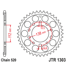 Jt задня зірочка 4384 43 honda cbr 600 '91-'98, cbr 600 '11-'14, cbr 900 rr fireblade '93-'98 (jjtr1303.43) (ланцюг 520)