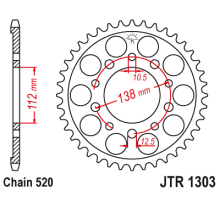Jt задня зірочка 4384 43 honda cbr 600 '91-'98, cbr 600 '11-'14, cbr 900 rr fireblade '93-'98 (jjtr1303.43) (ланцюг 520)