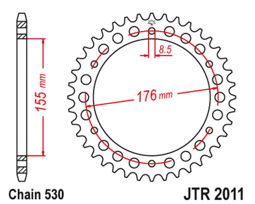 Jt задня зірічка 4392 44 triumph 900/955/1000 (+1) (439244jt) (ланцюг 530)