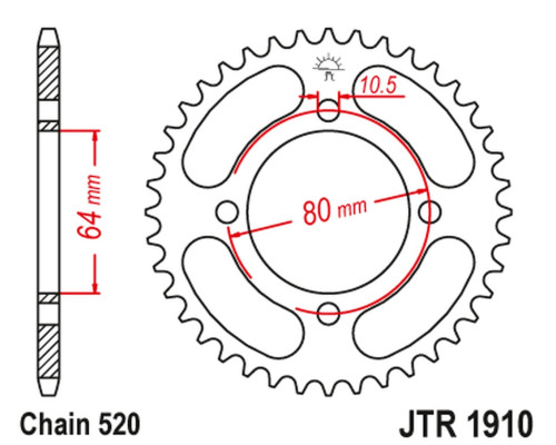 Jt задня зірочка 4394 32 aeon 125/180/190/220 '00-'09, yamaha yfa breeze '89-'04, yfm 125 grizzly '04-'12 (jtr1910.32) (ланцюг 520)