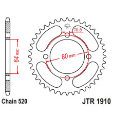 Jt задня зірочка 4394 36 aeon 125/180/190/220 '00-'09, yamaha yfa breeze '89-'04, yfm 125 grizzly '04-'12 (+4) (jtr1910.36) (ланцюг 520)