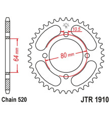 Jt задня зірочка 4394 36 aeon 125/180/190/220 '00-'09, yamaha yfa breeze '89-'04, yfm 125 grizzly '04-'12 (+4) (jtr1910.36) (ланцюг 520)