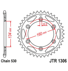 Jt задня зірочка 4399 42 honda cbr 1000rr '06-'16, cbr 900rr '00-'03 (439942jtzbk) (ланцюг 530) чорний