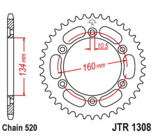 Jt задня зірічка 4400 45 алюмінієва honda cbr 600/900/929/954/1000 (440045jta) (ланцюг 520)