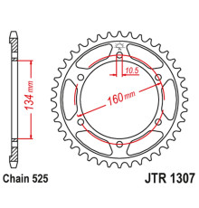 Jt задня зірочка 4405 42 honda cbr 600rr '03-'06 (pc37) (440542jtzbk) (ланцюг 525) чорний