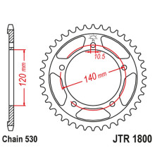 Jt задня зірочка 4409 43 suzuki gsf 1250 '06-'16, gsxr 1000/1300 (440943jtzbk) (ланцюг 530) чорний