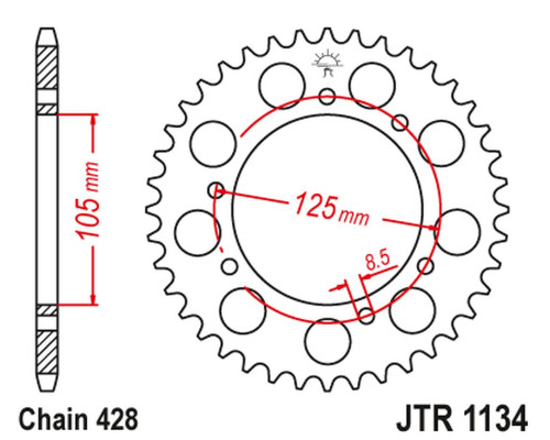 Jt задня зірочка 4413 50 yamaha xt 125x/sm '05-'09 (441350jt) (ланцюг 428) - заміняє jtr1134.50zbk