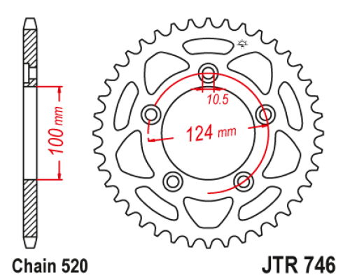 Задня зірочка jt 4444 39 ducati scrambler 1100 '18-'19 (444439jt) (ланцюг.520)