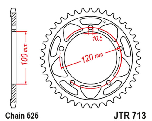 Jt задня зірочка 4447 42 aprilia tuono 1000/1100 12-17 (444742jt) (ланцюг.525)