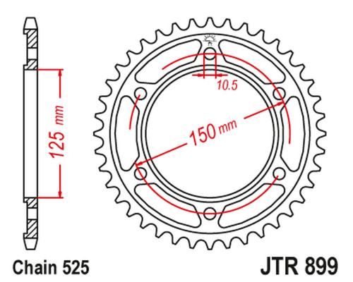 Задня зірочка jt 4454 42 ktm 950/990/1190 adventure/r lc8 '03-'18 (445442jtzbk) (ланцюг 525) чорний