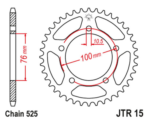 Jt задня зірочка 4456 46 benelli bn 302 '15-19 445644jt) (ланцюг 525)