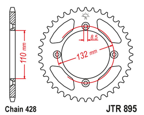 Задня зірочка jt 4486 49 алюмінієвий racelite ktm sx 85 '04-'24, 105 xc '07-'11 (448649jta) (ланцюг 428) чорний