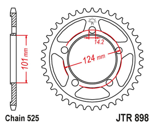 Jt задня зірочка 4508 41 ktm 950/990/1190 rc8 /duke/ supermoto (450841jtzbk) (ланцюг 525) чорний